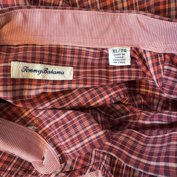 Tommy Bahama Lazlo Lux Stripe Shirt Red Plaid Men's XLTG - Picture 10 of 12